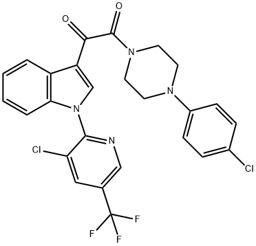 1-[4-(4-CHLOROPHENYL)PIPERAZINO]-2-(1-[3-CHLORO-5-(TRIFLUOROMETHYL)-2-PYRIDINYL]-1H-INDOL-3-YL)-1,2-ETHANEDIONE Struktur