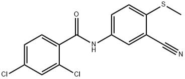 2,4-DICHLORO-N-[3-CYANO-4-(METHYLSULFANYL)PHENYL]BENZENECARBOXAMIDE Struktur