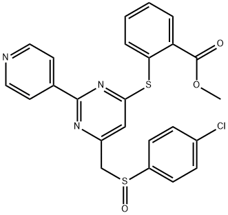 METHYL 2-([6-([(4-CHLOROPHENYL)SULFINYL]METHYL)-2-(4-PYRIDINYL)-4-PYRIMIDINYL]SULFANYL)BENZENECARBOXYLATE Struktur