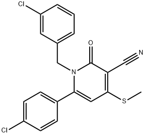 1-(3-CHLOROBENZYL)-6-(4-CHLOROPHENYL)-4-(METHYLSULFANYL)-2-OXO-1,2-DIHYDRO-3-PYRIDINECARBONITRILE Struktur