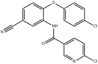 6-CHLORO-N-(2-[(4-CHLOROPHENYL)SULFANYL]-5-CYANOPHENYL)NICOTINAMIDE Struktur