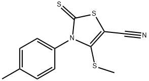 3-(4-METHYLPHENYL)-4-(METHYLSULFANYL)-2-THIOXO-2,3-DIHYDRO-1,3-THIAZOLE-5-CARBONITRILE Struktur