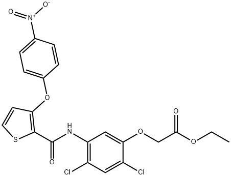 ETHYL 2-[2,4-DICHLORO-5-(([3-(4-NITROPHENOXY)-2-THIENYL]CARBONYL)AMINO)PHENOXY]ACETATE Struktur