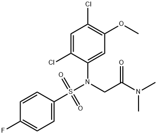 2-(2,4-DICHLORO[(4-FLUOROPHENYL)SULFONYL]-5-METHOXYANILINO)-N,N-DIMETHYLACETAMIDE Struktur