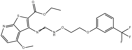 ETHYL 4-METHOXY-3-([((2-[3-(TRIFLUOROMETHYL)PHENOXY]ETHOXY)IMINO)METHYL]AMINO)THIENO[2,3-B]PYRIDINE-2-CARBOXYLATE Struktur