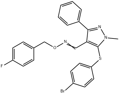 5-[(4-BROMOPHENYL)SULFANYL]-1-METHYL-3-PHENYL-1H-PYRAZOLE-4-CARBALDEHYDE O-(4-FLUOROBENZYL)OXIME Struktur