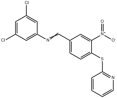 3,5-DICHLORO-N-([3-NITRO-4-(2-PYRIDINYLSULFANYL)PHENYL]METHYLENE)ANILINE Struktur