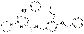 (E)-4-(2-(4-(BENZYLOXY)-3-ETHOXYBENZYLIDENE)HYDRAZINYL)-N-PHENYL-6-(PIPERIDIN-1-YL)-1,3,5-TRIAZIN-2-AMINE Struktur