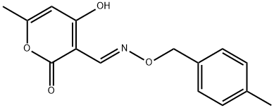 4-HYDROXY-6-METHYL-2-OXO-2H-PYRAN-3-CARBALDEHYDE O-(4-METHYLBENZYL)OXIME Struktur