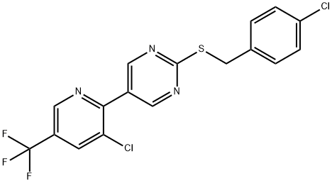 2-[(4-CHLOROBENZYL)SULFANYL]-5-[3-CHLORO-5-(TRIFLUOROMETHYL)-2-PYRIDINYL]PYRIMIDINE Struktur