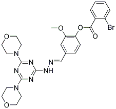 (E)-4-((2-(4,6-DIMORPHOLINO-1,3,5-TRIAZIN-2-YL)HYDRAZONO)METHYL)-2-METHOXYPHENYL 2-BROMOBENZOATE Struktur