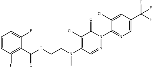 2-[(5-CHLORO-1-[3-CHLORO-5-(TRIFLUOROMETHYL)-2-PYRIDINYL]-6-OXO-1,6-DIHYDRO-4-PYRIDAZINYL)(METHYL)AMINO]ETHYL 2,6-DIFLUOROBENZENECARBOXYLATE Struktur