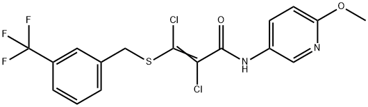 2,3-DICHLORO-N-(6-METHOXY-3-PYRIDINYL)-3-([3-(TRIFLUOROMETHYL)BENZYL]SULFANYL)ACRYLAMIDE Struktur