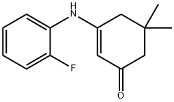 3-((2-FLUOROPHENYL)AMINO)-5,5-DIMETHYLCYCLOHEX-2-EN-1-ONE Struktur