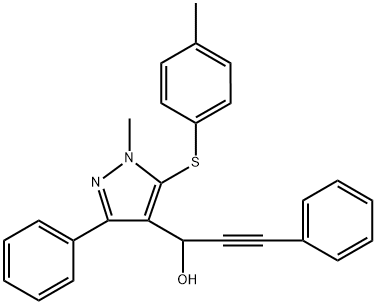 1-(1-METHYL-5-[(4-METHYLPHENYL)SULFANYL]-3-PHENYL-1H-PYRAZOL-4-YL)-3-PHENYL-2-PROPYN-1-OL Struktur