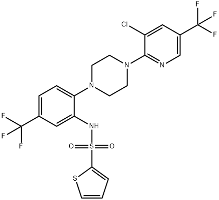 N-[2-(4-[3-CHLORO-5-(TRIFLUOROMETHYL)-2-PYRIDINYL]PIPERAZINO)-5-(TRIFLUOROMETHYL)PHENYL]-2-THIOPHENESULFONAMIDE Struktur