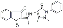 2-(((2,3-DIMETHYL-5-OXO-1-PHENYL-3-PYRAZOLIN-4-YL)AMINO)ETHYLIDENE)INDANE-1,3-DIONE Struktur