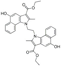 ETHYL 1-(2-[3-(ETHOXYCARBONYL)-5-HYDROXY-2-METHYL-1H-BENZO[G]INDOL-1-YL]ETHYL)-5-HYDROXY-2-METHYL-1H-BENZO[G]INDOLE-3-CARBOXYLATE Struktur