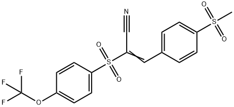 3-(4-(METHYLSULFONYL)PHENYL)-2-((4-(TRIFLUOROMETHOXY)PHENYL)SULFONYL)PROP-2-ENENITRILE Struktur