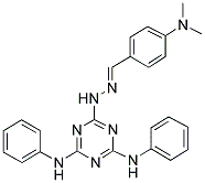 (E)-6-(2-(4-(DIMETHYLAMINO)BENZYLIDENE)HYDRAZINYL)-N2,N4-DIPHENYL-1,3,5-TRIAZINE-2,4-DIAMINE Struktur