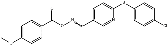 2-[(4-CHLOROPHENYL)SULFANYL]-5-(([(4-METHOXYBENZOYL)OXY]IMINO)METHYL)PYRIDINE Struktur