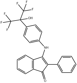 2-PHENYL-3-((4-(2,2,2-TRIFLUORO-1-HYDROXY-1-(TRIFLUOROMETHYL)ETHYL)PHENYL)AMINO)INDEN-1-ONE Struktur