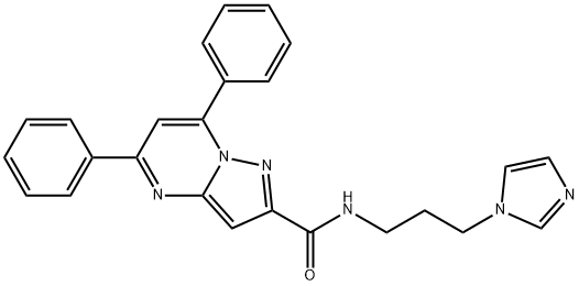 N-(3-(1H-IMIDAZOL-1-YL)PROPYL)-5,7-DIPHENYLPYRAZOLO[1,5-A]PYRIMIDINE-2-CARBOXAMIDE Struktur