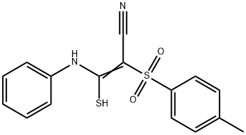 2-((4-METHYLPHENYL)SULFONYL)-3-(PHENYLAMINO)-3-SULFANYLPROP-2-ENENITRILE Struktur