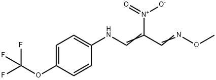 2-NITRO-3-[4-(TRIFLUOROMETHOXY)ANILINO]ACRYLALDEHYDE O-METHYLOXIME Struktur