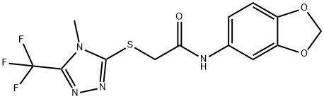 N-(1,3-BENZODIOXOL-5-YL)-2-([4-METHYL-5-(TRIFLUOROMETHYL)-4H-1,2,4-TRIAZOL-3-YL]SULFANYL)ACETAMIDE Struktur