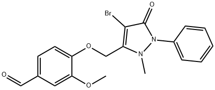 4-((4-BROMO-2-METHYL-5-OXO-1-PHENYL(3-PYRAZOLIN-3-YL))METHOXY)-3-METHOXYBENZALDEHYDE Struktur