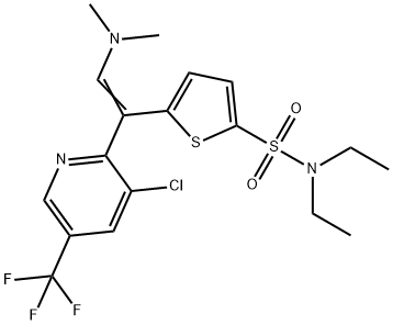 5-[1-[3-CHLORO-5-(TRIFLUOROMETHYL)-2-PYRIDINYL]-2-(DIMETHYLAMINO)VINYL]-N,N-DIETHYL-2-THIOPHENESULFONAMIDE Struktur