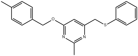 2-METHYL-4-[(4-METHYLBENZYL)OXY]-6-[(PHENYLSULFANYL)METHYL]PYRIMIDINE Struktur