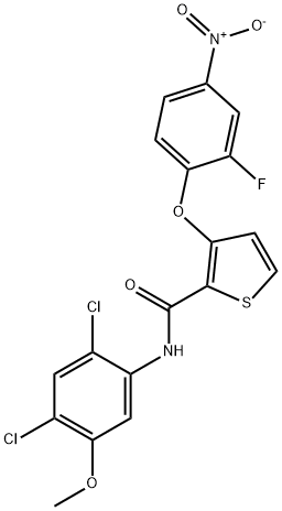 N-(2,4-DICHLORO-5-METHOXYPHENYL)-3-(2-FLUORO-4-NITROPHENOXY)-2-THIOPHENECARBOXAMIDE Struktur