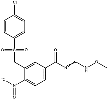 3-([(4-CHLOROPHENYL)SULFONYL]METHYL)-N-[(METHOXYAMINO)METHYLENE]-4-NITROBENZENECARBOXAMIDE Struktur