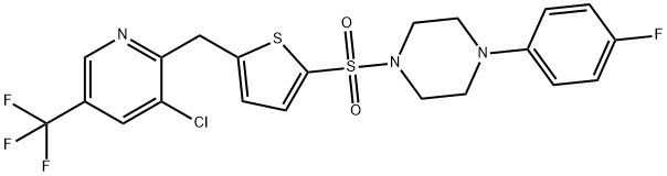 1-[(5-([3-CHLORO-5-(TRIFLUOROMETHYL)-2-PYRIDINYL]METHYL)-2-THIENYL)SULFONYL]-4-(4-FLUOROPHENYL)PIPERAZINE Struktur