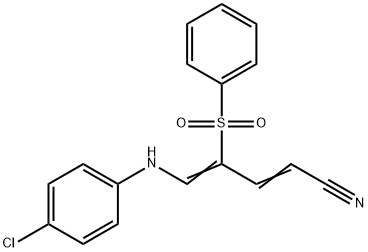 5-(4-CHLOROANILINO)-4-(PHENYLSULFONYL)-2,4-PENTADIENENITRILE Struktur