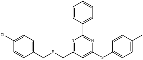 4-([(4-CHLOROBENZYL)SULFANYL]METHYL)-6-[(4-METHYLPHENYL)SULFANYL]-2-PHENYLPYRIMIDINE Struktur