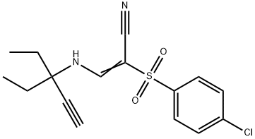 3-((1,1-DIETHYLPROP-2-YNYL)AMINO)-2-((4-CHLOROPHENYL)SULFONYL)PROP-2-ENENITRILE Struktur