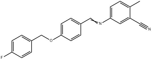 5-[((4-[(4-FLUOROBENZYL)OXY]PHENYL)METHYLENE)AMINO]-2-METHYLBENZENECARBONITRILE Struktur