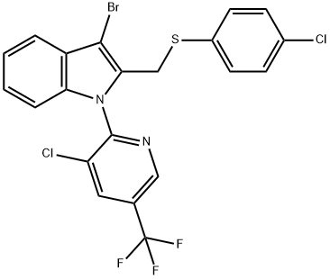 (3-BROMO-1-[3-CHLORO-5-(TRIFLUOROMETHYL)-2-PYRIDINYL]-1H-INDOL-2-YL)METHYL 4-CHLOROPHENYL SULFIDE Struktur