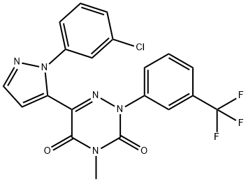 6-[1-(3-CHLOROPHENYL)-1H-PYRAZOL-5-YL]-4-METHYL-2-[3-(TRIFLUOROMETHYL)PHENYL]-1,2,4-TRIAZINE-3,5(2H,4H)-DIONE Struktur