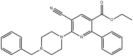 ETHYL 6-(4-BENZYLPIPERAZINO)-5-CYANO-2-PHENYLNICOTINATE Struktur