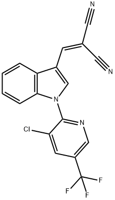 2-((1-[3-CHLORO-5-(TRIFLUOROMETHYL)-2-PYRIDINYL]-1H-INDOL-3-YL)METHYLENE)MALONONITRILE Struktur