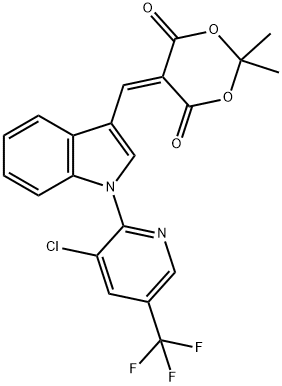 5-((1-[3-CHLORO-5-(TRIFLUOROMETHYL)-2-PYRIDINYL]-1H-INDOL-3-YL)METHYLENE)-2,2-DIMETHYL-1,3-DIOXANE-4,6-DIONE Struktur