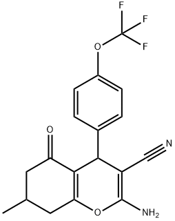 2-AMINO-7-METHYL-5-OXO-4-(4-(TRIFLUOROMETHOXY)PHENYL)-4,6,7,8-TETRAHYDRO2H-CHROMENE-3-CARBONITRILE Struktur