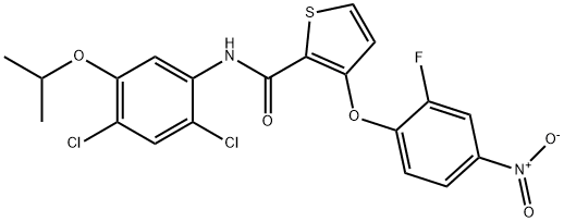 N-(2,4-DICHLORO-5-ISOPROPOXYPHENYL)-3-(2-FLUORO-4-NITROPHENOXY)-2-THIOPHENECARBOXAMIDE Struktur