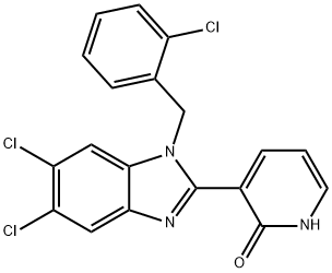 3-[5,6-DICHLORO-1-(2-CHLOROBENZYL)-1H-1,3-BENZIMIDAZOL-2-YL]-2(1H)-PYRIDINONE Struktur