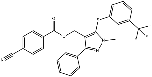 (1-METHYL-3-PHENYL-5-([3-(TRIFLUOROMETHYL)PHENYL]SULFANYL)-1H-PYRAZOL-4-YL)METHYL 4-CYANOBENZENECARBOXYLATE Struktur