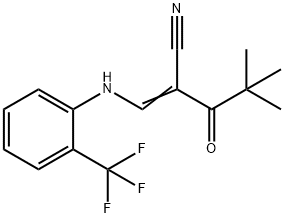 2-(2,2-DIMETHYLPROPANOYL)-3-((2-(TRIFLUOROMETHYL)PHENYL)AMINO)PROP-2-ENENITRILE Struktur